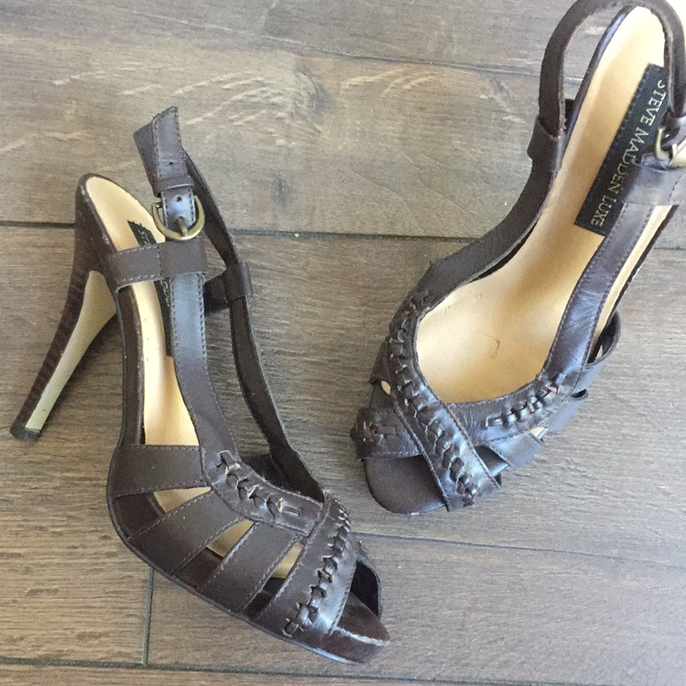 Steve Madden luxe brown strappy heels